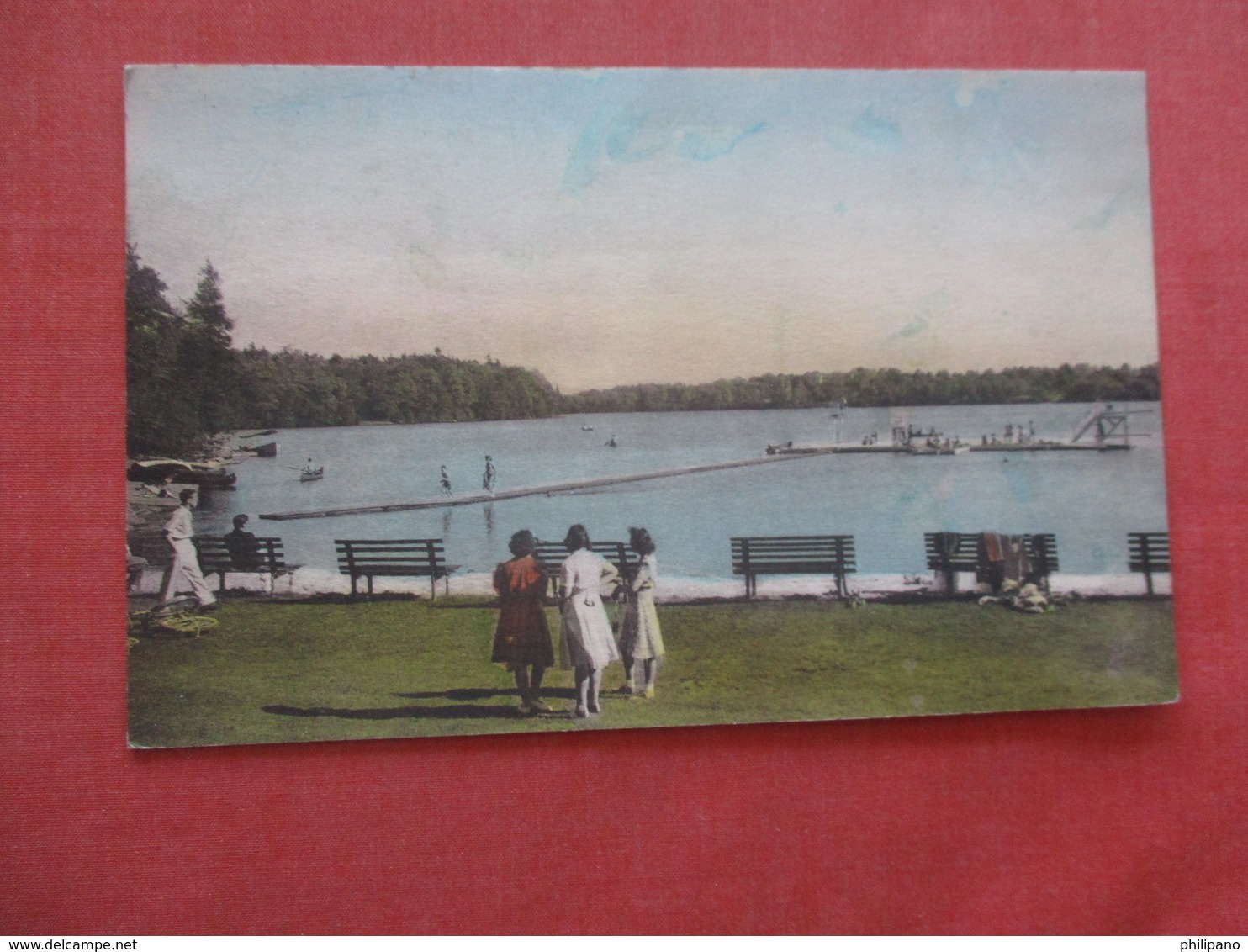 Hand Colored   Bathing Beach  Eagles Mere Park Pennsylvania   Ref 4067 - Other & Unclassified