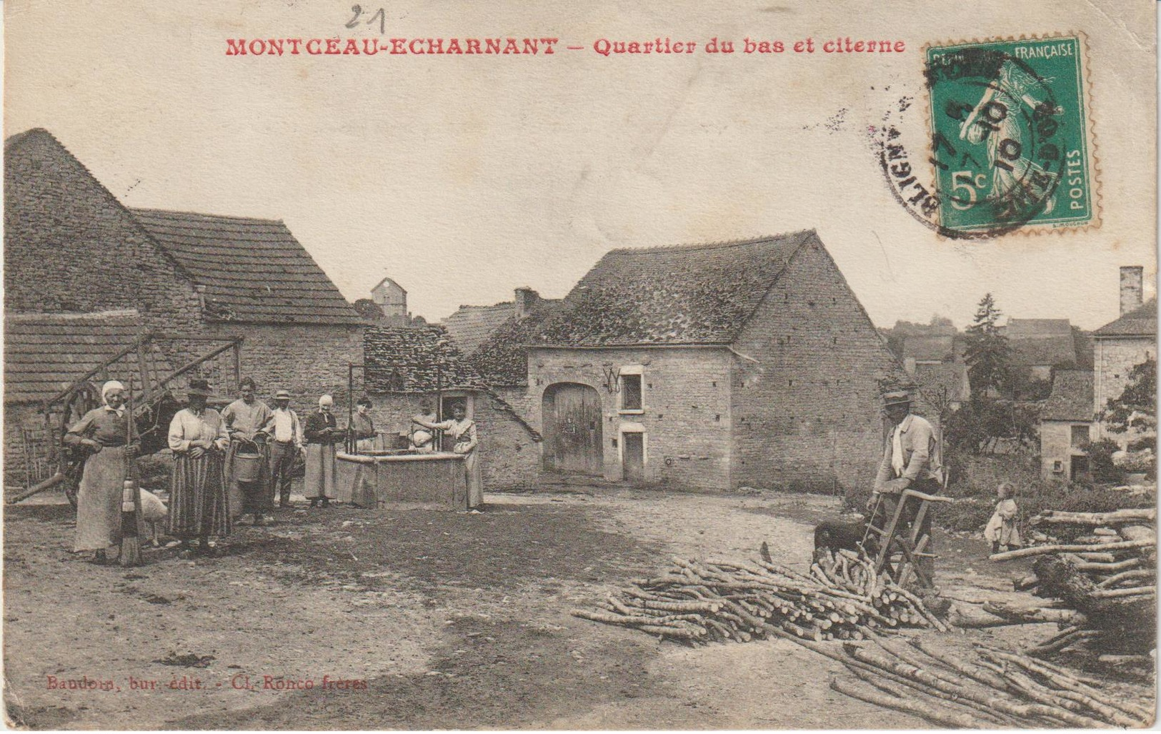 CPA  21  MONTCEAU-ECHARNANT QUARTIER DU BAS ET CITERNE - Autres & Non Classés