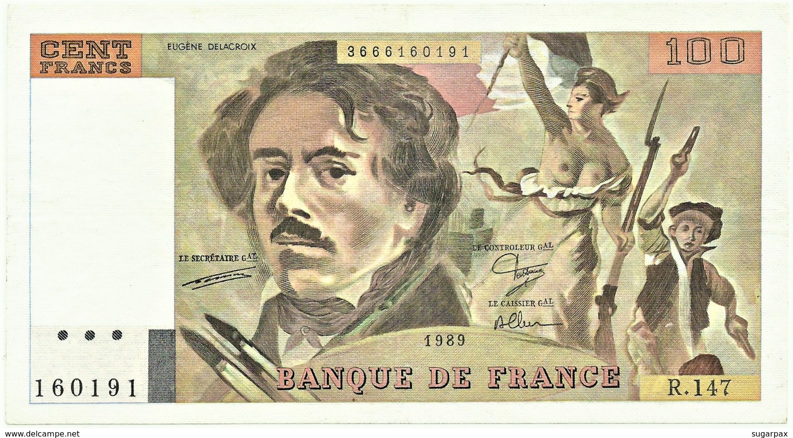 FRANCE - 100 Francs - 1989 - P 154.d - Serie R. 147 - EUGÈNE DELACROIX - 100 F 1978-1995 ''Delacroix''