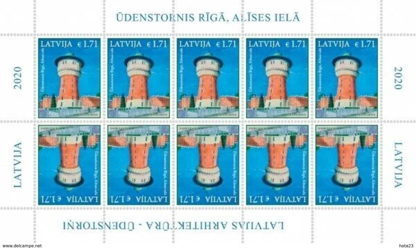 2020 Latvia Lettland Lettonie  Latvian Arhitekture - Water Tover  MNH MINI SHEET - Lettland