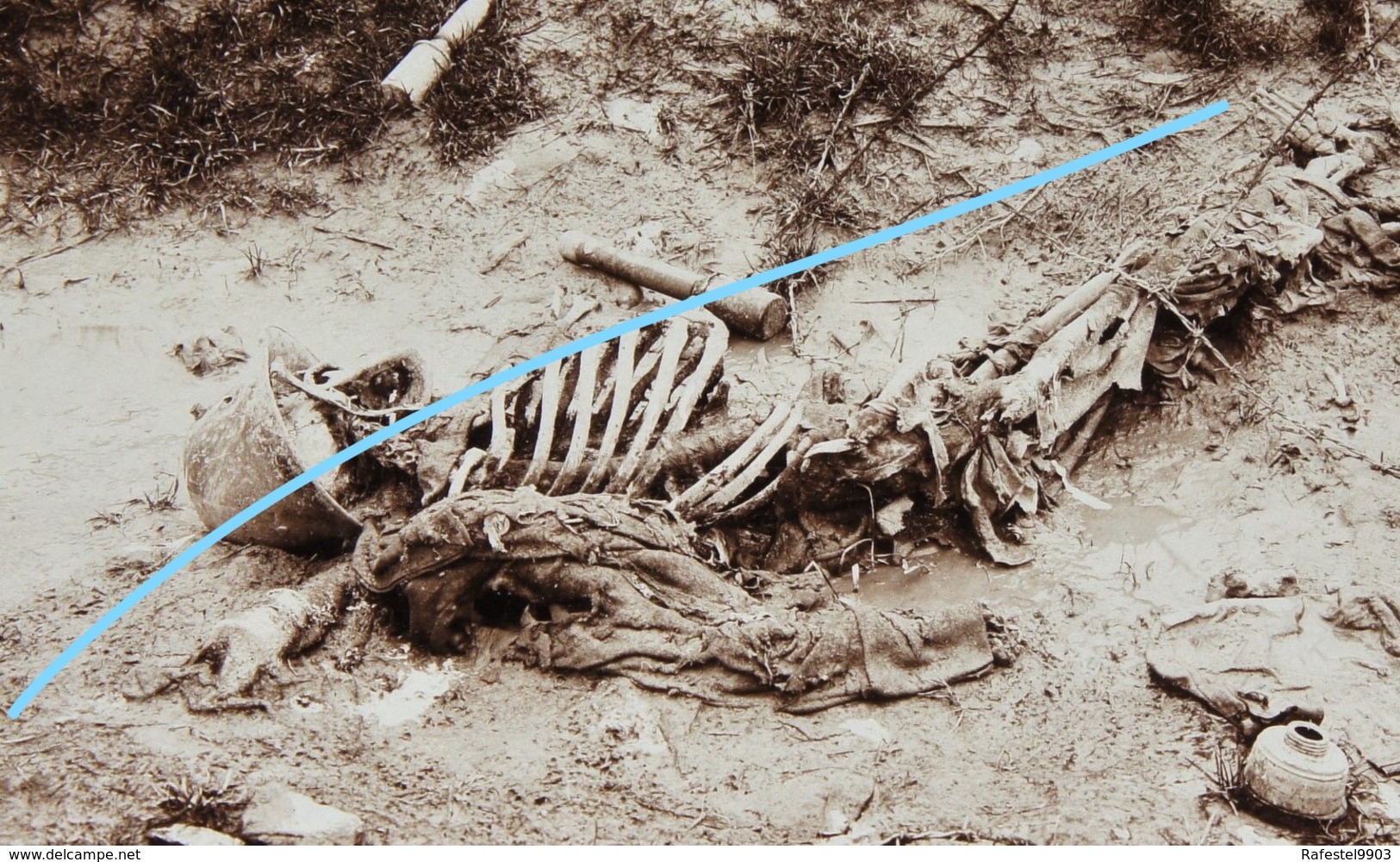 Photo POST MORTEM Dead German Soldier Belgian Front 1918 NIEUWPOORT St Georges IJZER Tranchées Grenade ABL - Guerre, Militaire