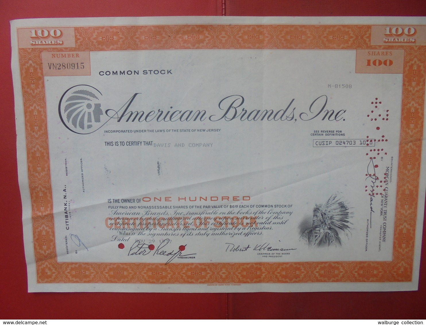 Américan Brands Inc U.S.A 1977 - Zonder Classificatie
