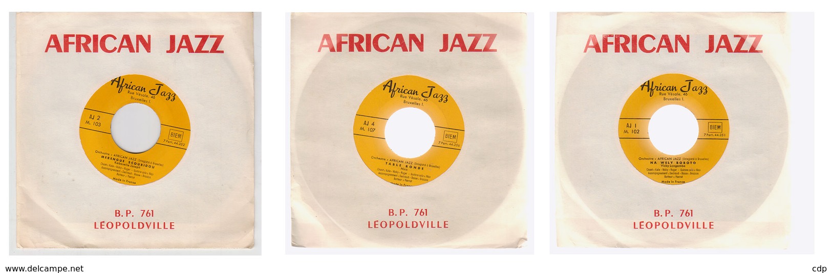 Lot 3 Vinyles 45t African Jazz   Léopoldville - Jazz