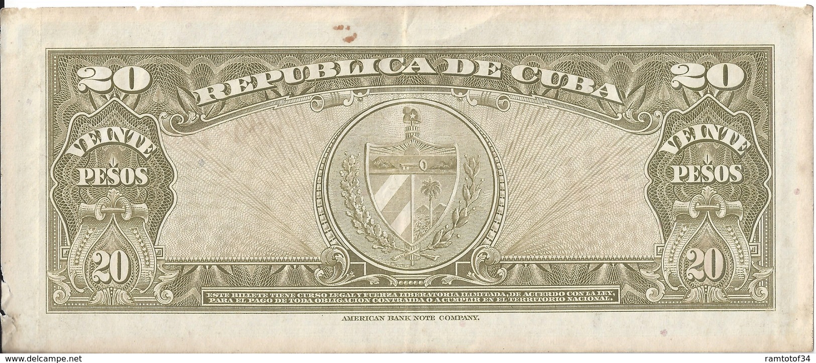 CUBA - 20 Pesos 1958 - Cuba