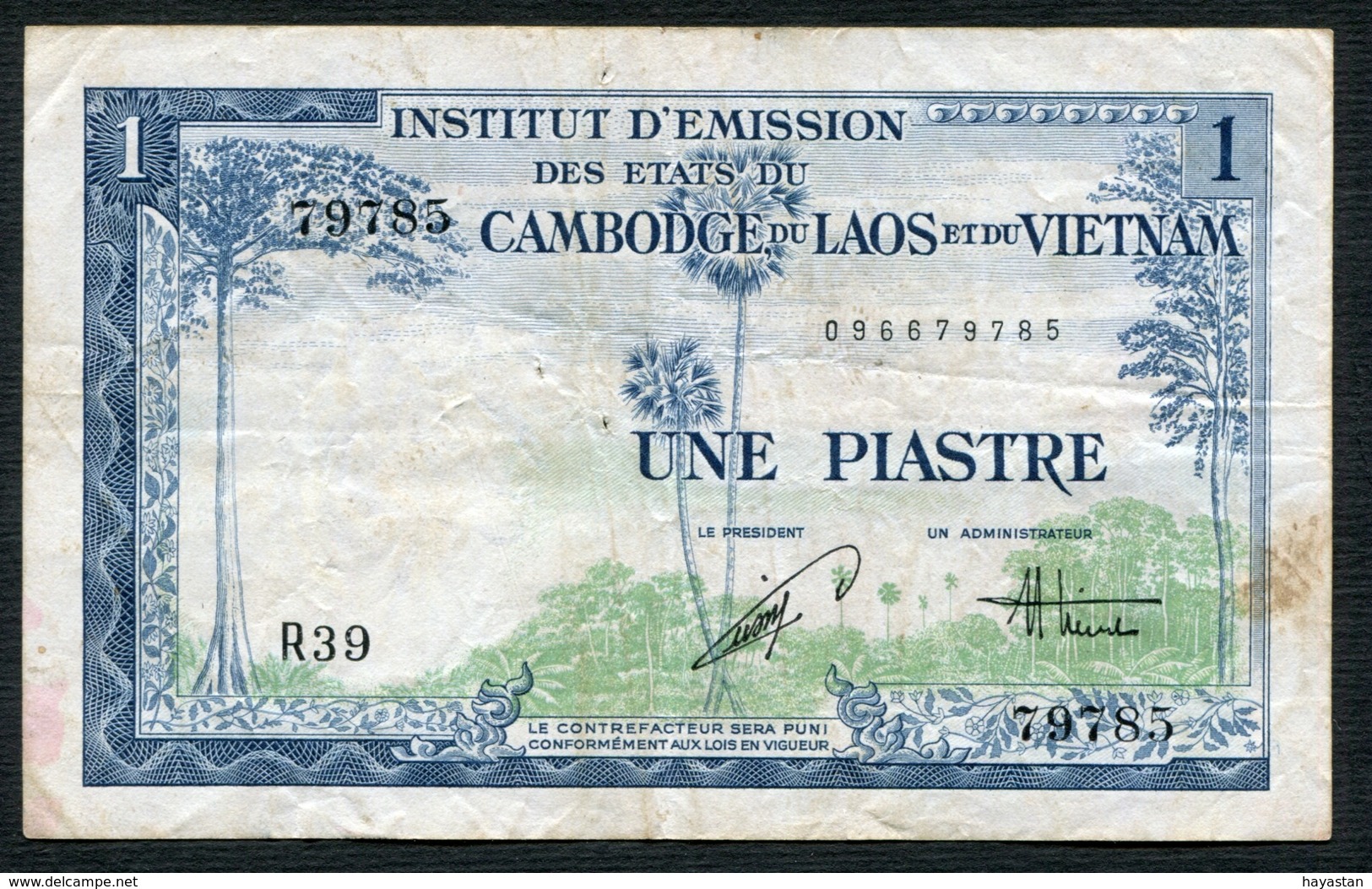 INDOCHINE - 1 PIASTRE 1954 VIETNAM - Indochina