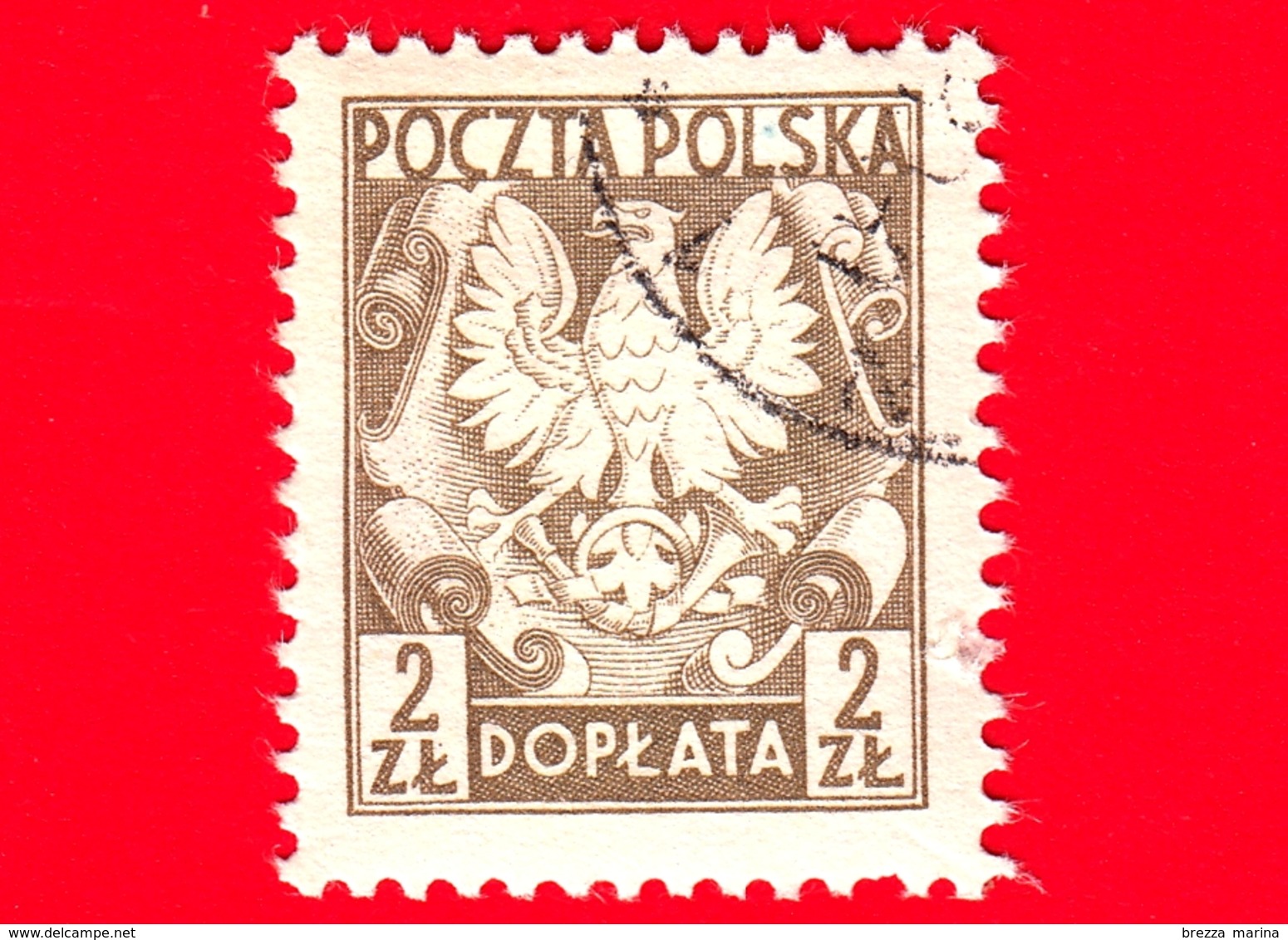 POLONIA - POLSKA - Usato - 1951 - Segnatasse - Taxe - Aquila - Coat Of Arms Of Poland - 2 - Postage Due