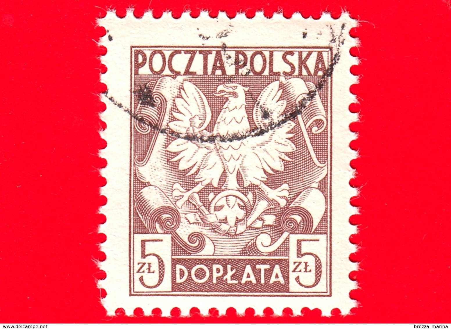 POLONIA - POLSKA - Usato - 1952 - Segnatasse - Taxe - Aquila - Coat Of Arms Of Poland - 5 - Postage Due