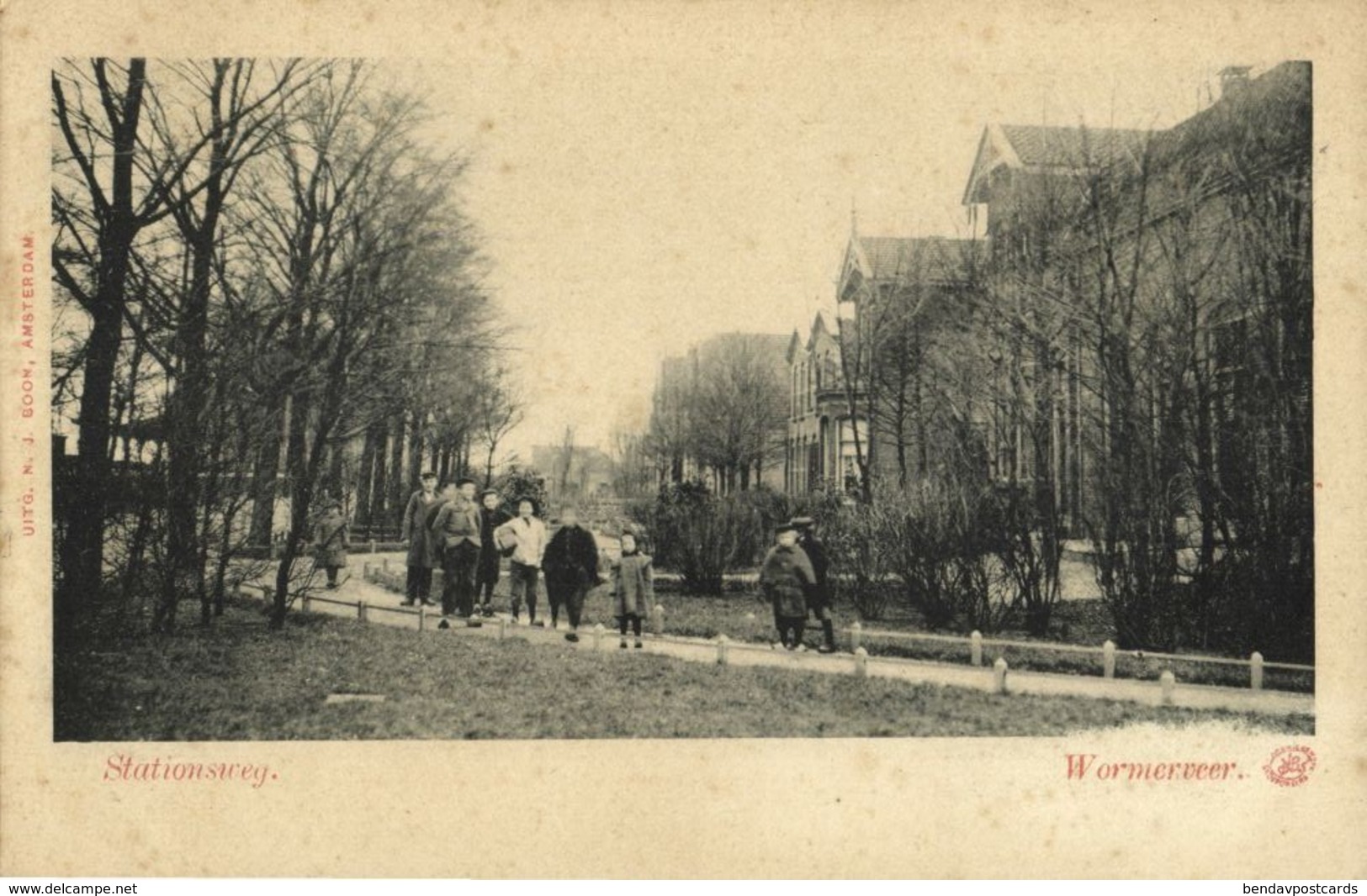 Nederland, WORMERVEER, Stationsweg Met Volk (1899) Ansichtkaart - Wormerveer