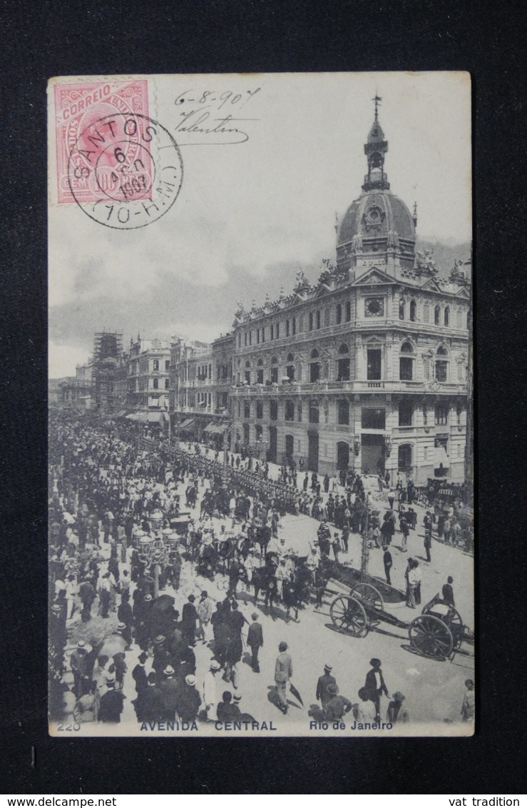 BRÉSIL - Affranchissement De Santos Sur Carte Postale Pour La France En 1907, Cachet MP Au Verso - L 60873 - Storia Postale