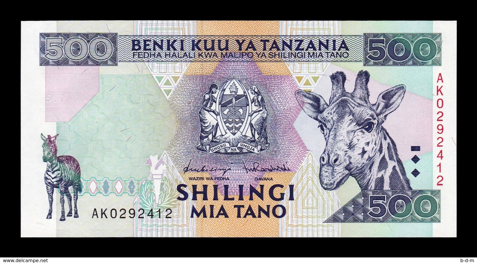 Tanzania 500 Shilingi Jirafa 1997 Pick 30 SC UNC - Tanzania