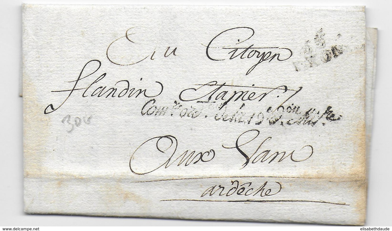AN 9 - LETTRE CHEF Du SERVICE Des ETAPES à LYON - MARQUE COMMISSAIRE ORDONNATEUR 19° DIV MILITAIRE => LES VANS (ARDECHE) - Army Postmarks (before 1900)