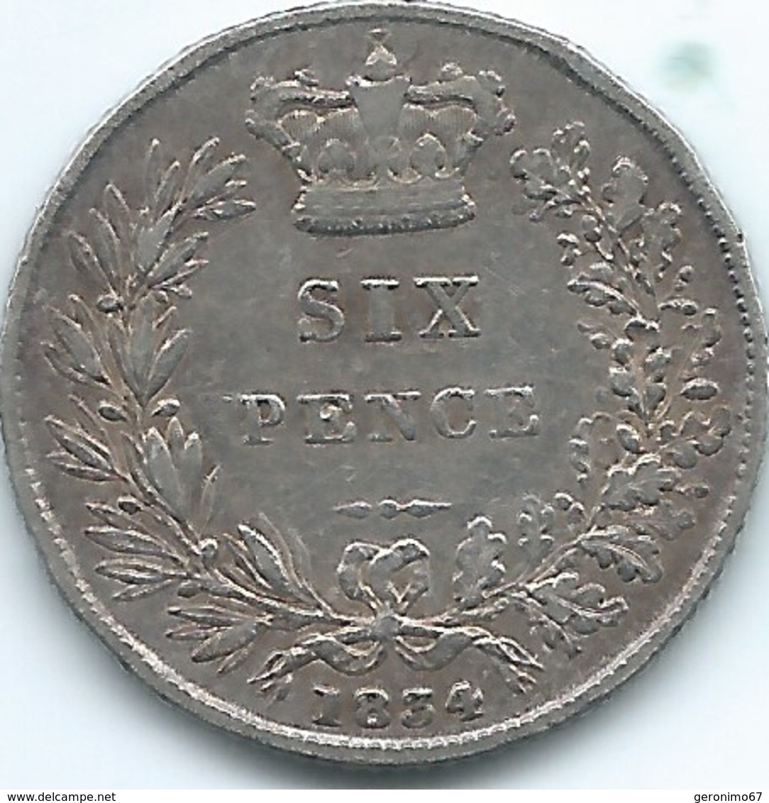 United Kingdom / Great Britain - 1834 - 6 Pence - William IV - KM712 - H. 6 Pence