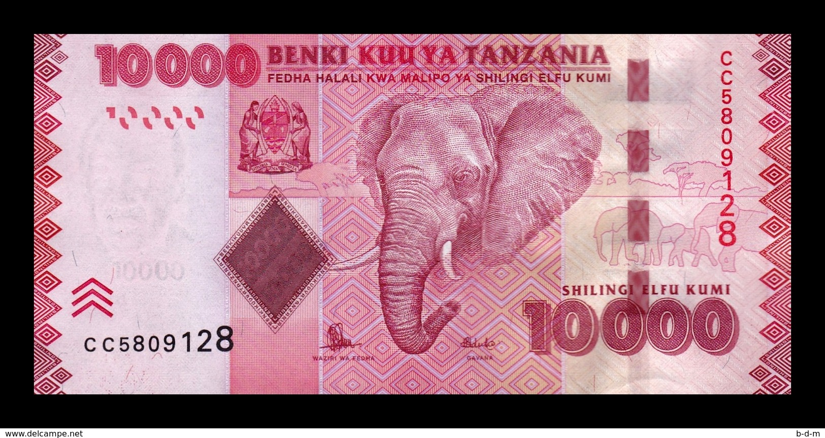 Tanzania 10000 Shillings Elephant's Head 2015 Pick 44b New Sign SC UNC - Tanzanie