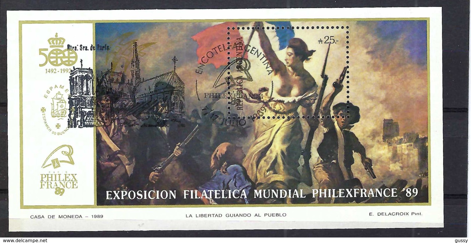 BICENTENAIRE DE LA REVOLUTION FRANCAISE 1789-1989: Bloc D'Argentine Obl. Du PJ (17 Juillet 1989)   TTB - Franz. Revolution