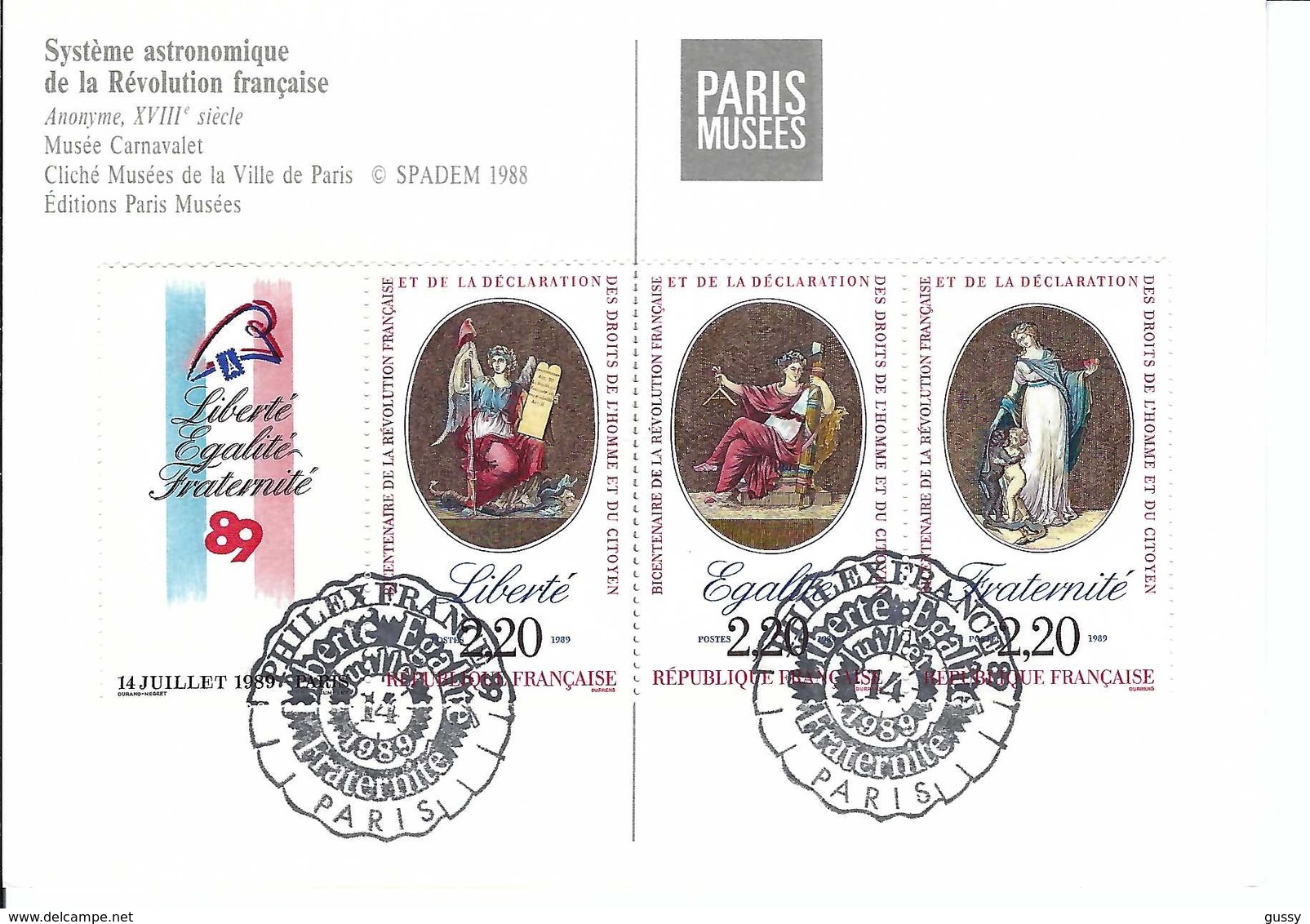 BICENTENAIRE DE LA REVOLUTION FRANCAISE 1789-1989: Jeu de 5 Cartes Souvenir obl. 'Exposition ''Philexfrance '89''  TTB