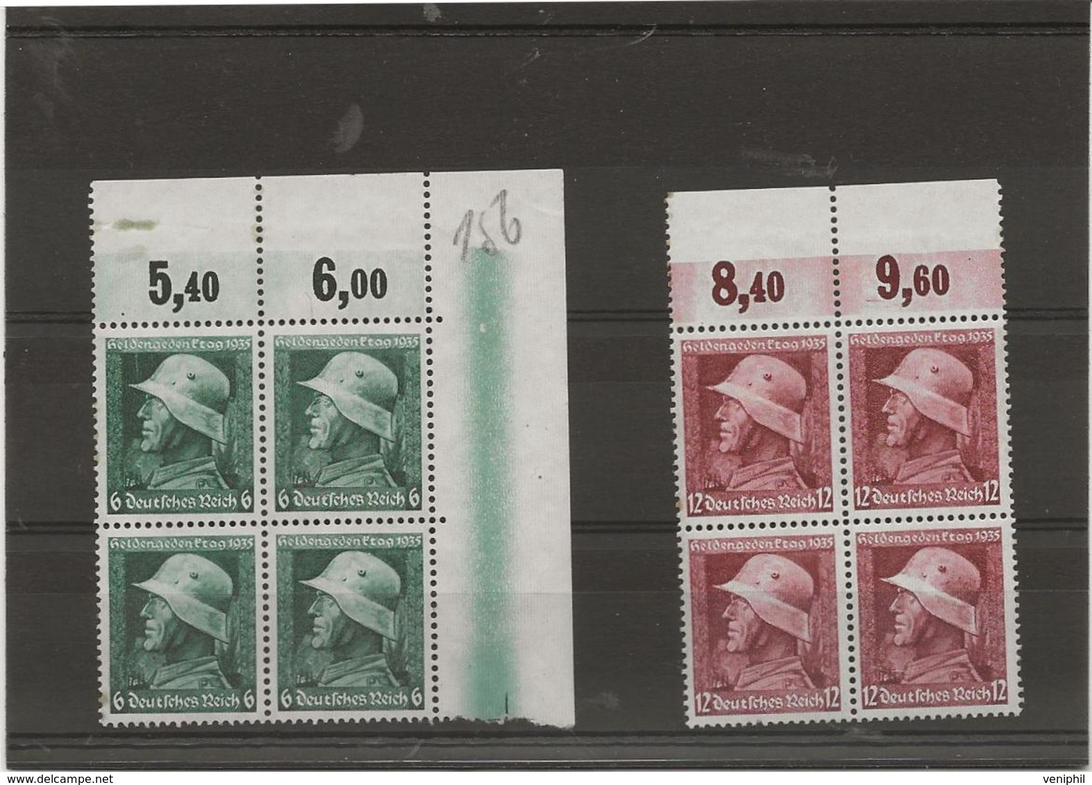 ALLEMAGNE - JOURNEE DU SOUVENIR - N° 528-529 - BLOC DE 4 NEUF SANS CHARNIERE -ANNEE 1935 - COTE : 80 € - Ongebruikt