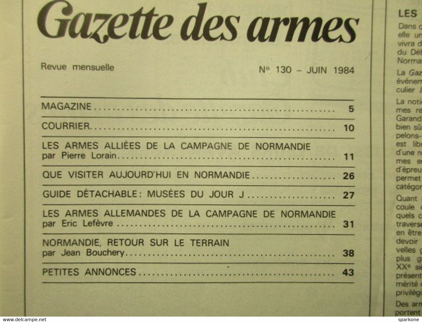 Gazette Des Armes / N° 130 Juin 1984 - Weapons