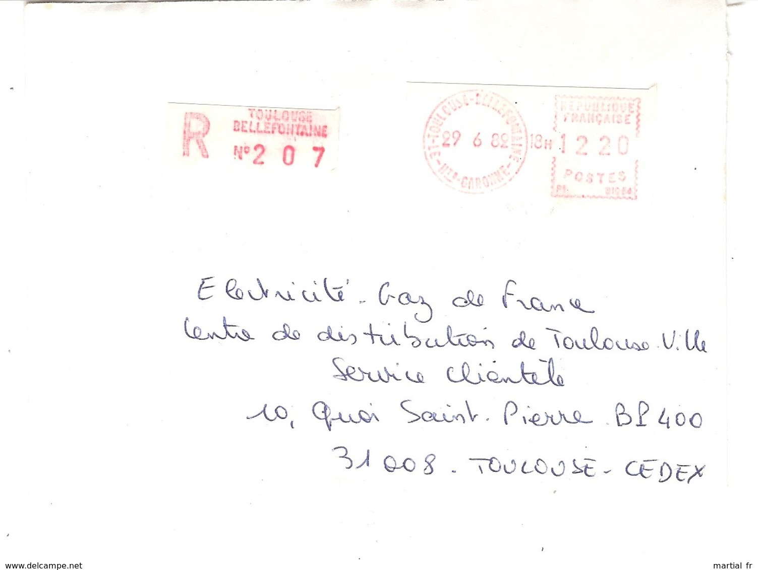 Vignette MOG Guichet LS 1982 TOULOUSE BELLEFONTAINE LETTRE RECOMMANDEE EINSCHREIBEN REGISTERED COVER - 1981-84 LS & LSA Prototipos