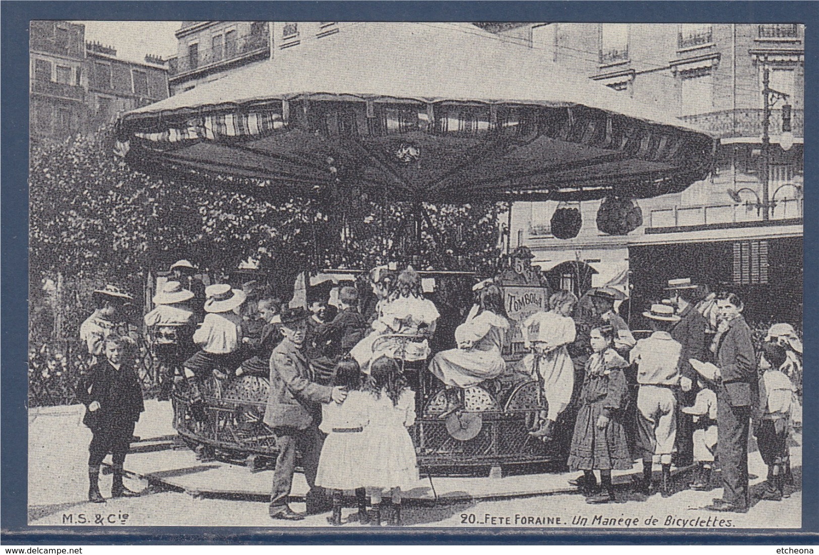 Manège à Bicyclettes Reproduction Carte Ancienne Île De France Loisirs Fête Foraine - Foires