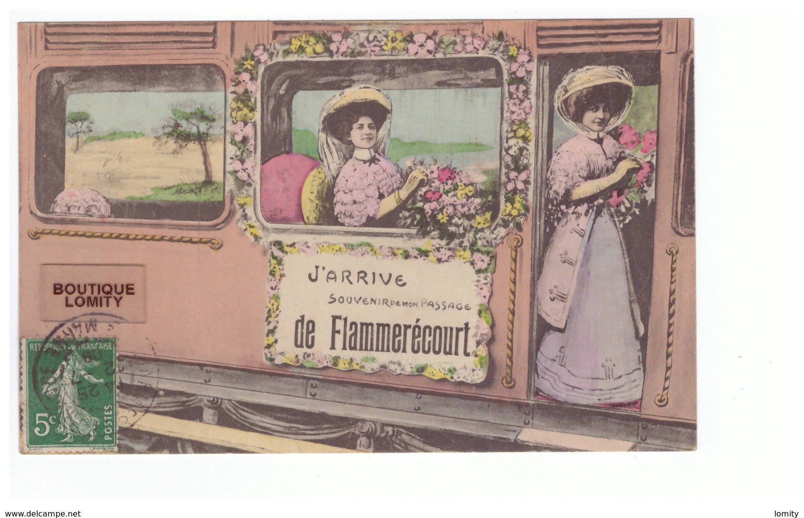 52 Flammerecourt Cpa Carte Fantaisie J' Arrive De Flammerecourt Souvenir De Mon Passage Illustration Train Cachet 1909 - Sonstige & Ohne Zuordnung