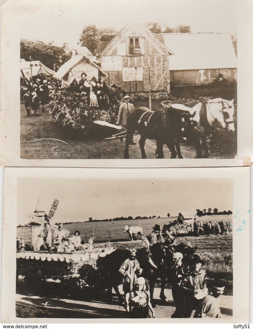 2 CARTE PHOTO:L'AIGLE (61) CAVALCADE CHAR DE LA REINE,CHAR LE MOULIN À VENT PHOTOGRAPHE MARCEL GROSSE - L'Aigle