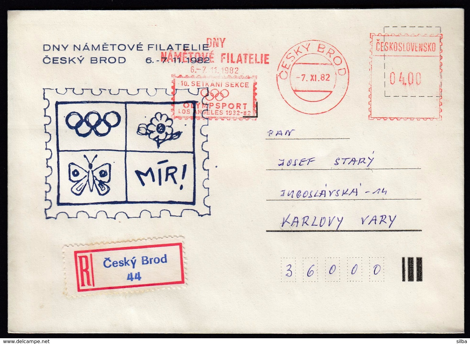 Czechoslovakia Cesky Brod 1982 / Thematic Philately Days, 10th Meeting OLYMPSPORT Section, Los Angeles Olympic 1932-1982 - Summer 1932: Los Angeles