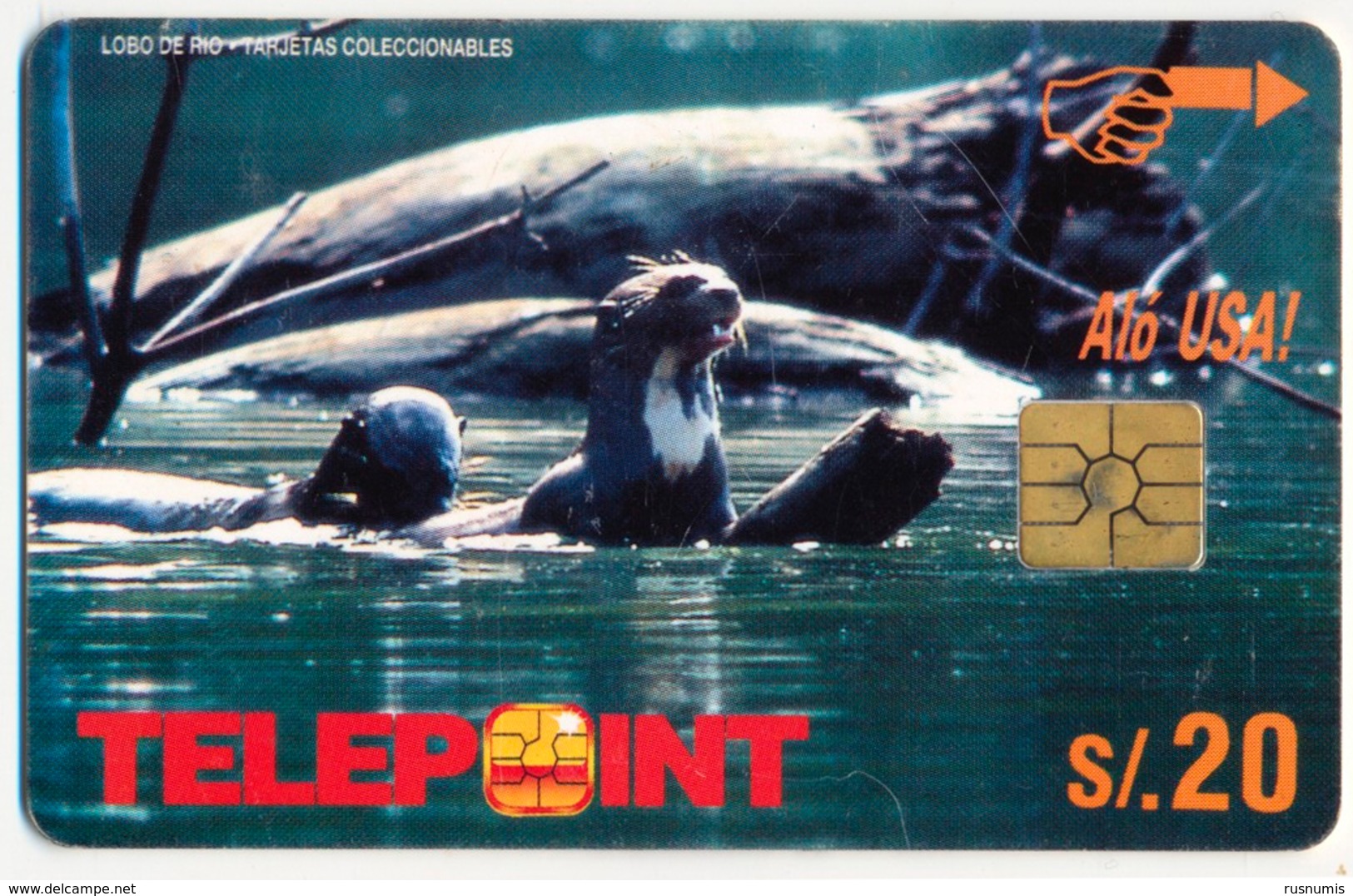 PERU TELEPOINT S. 20 CHIP PHONECARD TELEPHONE CARD TELECARTE FAUNA WILDLIFE ANIMALS OTTER LUTRA LOUTRE PERFECT - Perú