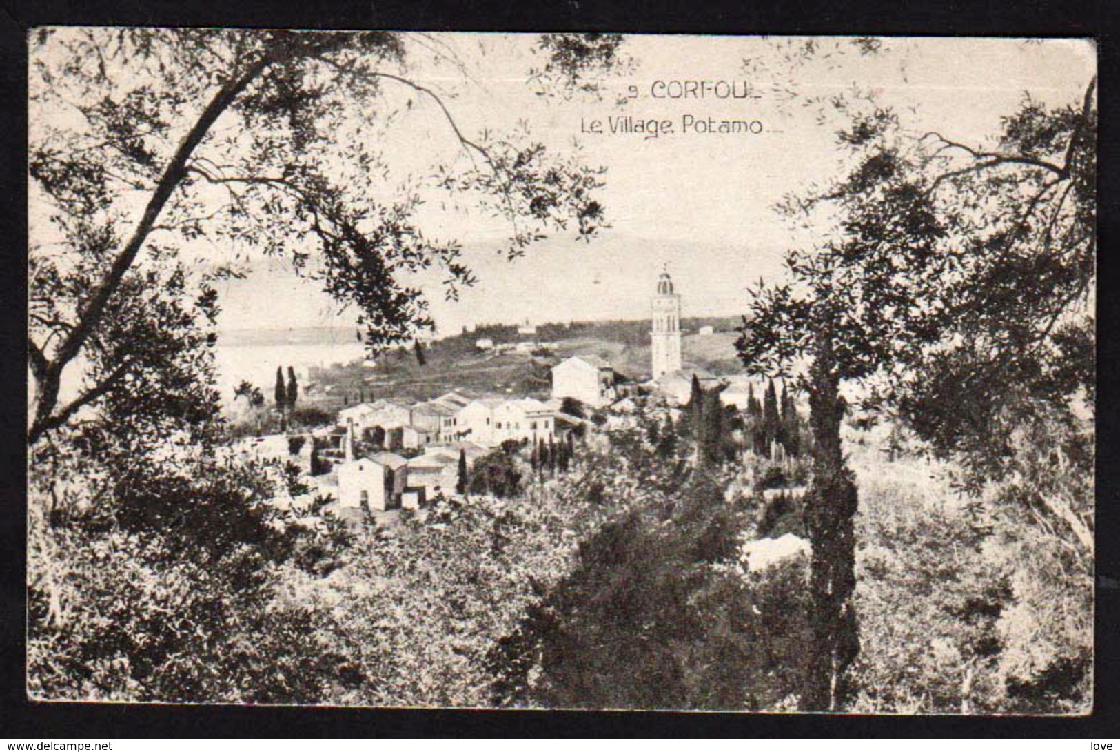 CORFOU (Grèce) Belle Vue éclairée Sur Le Village De Potamo. Carte Obl. En 1920. SUPERBE - Briefe U. Dokumente
