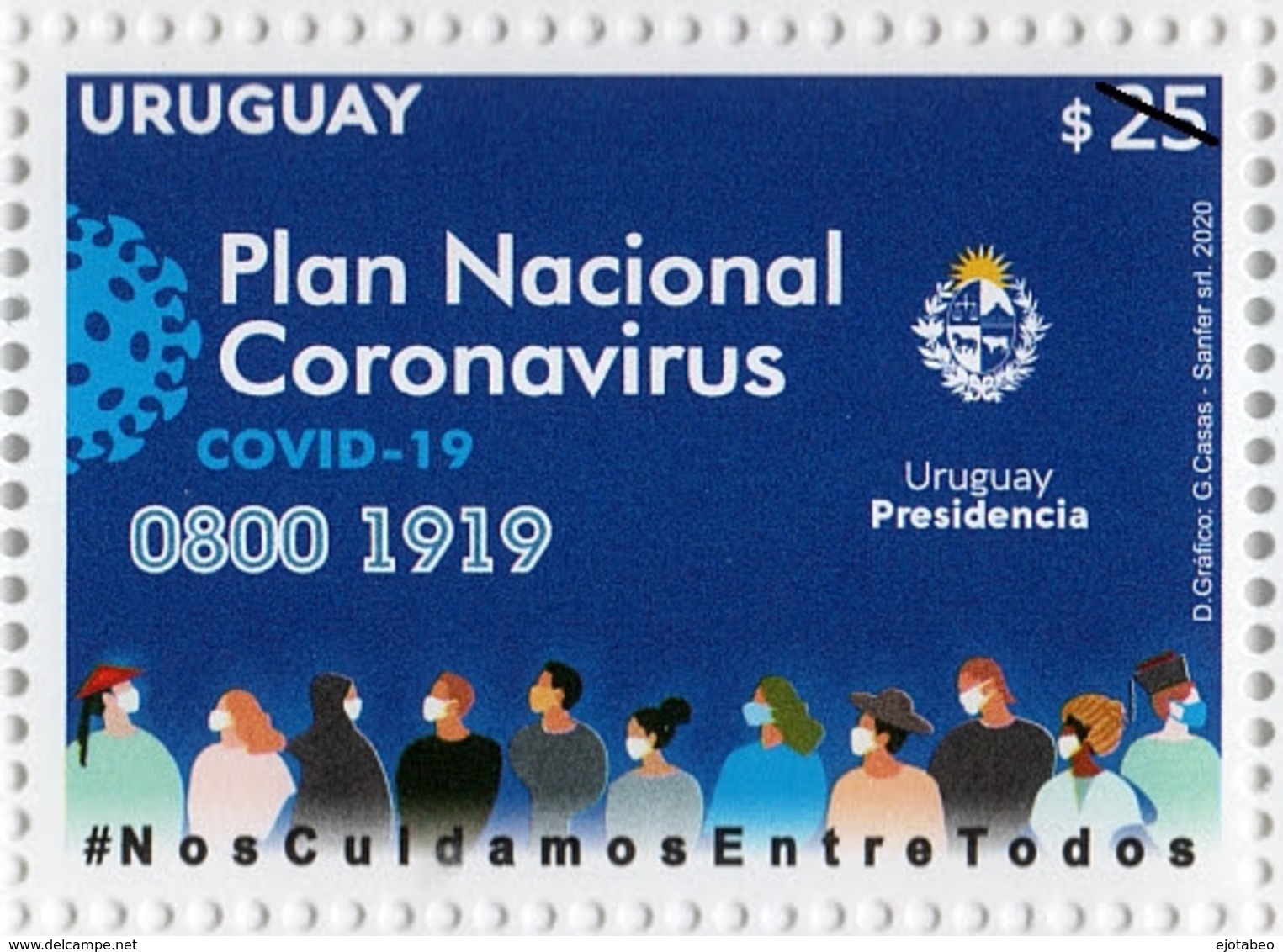 1714 URUGUAY 2020- Plan Nac.Coronavirus-TT: Escudos,Medicina,Faros,Gente - Uruguay