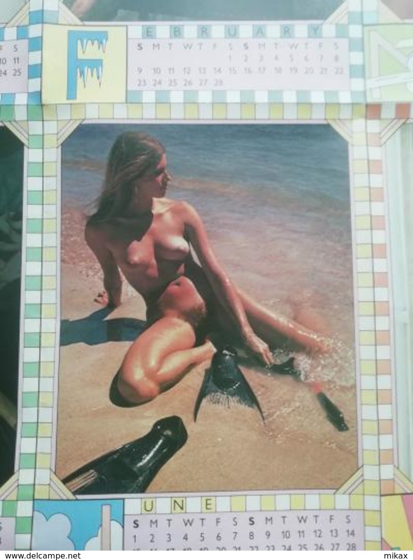 Rare Penthouse 1975 wall chart calendar and rare poster on back - double sided - nude