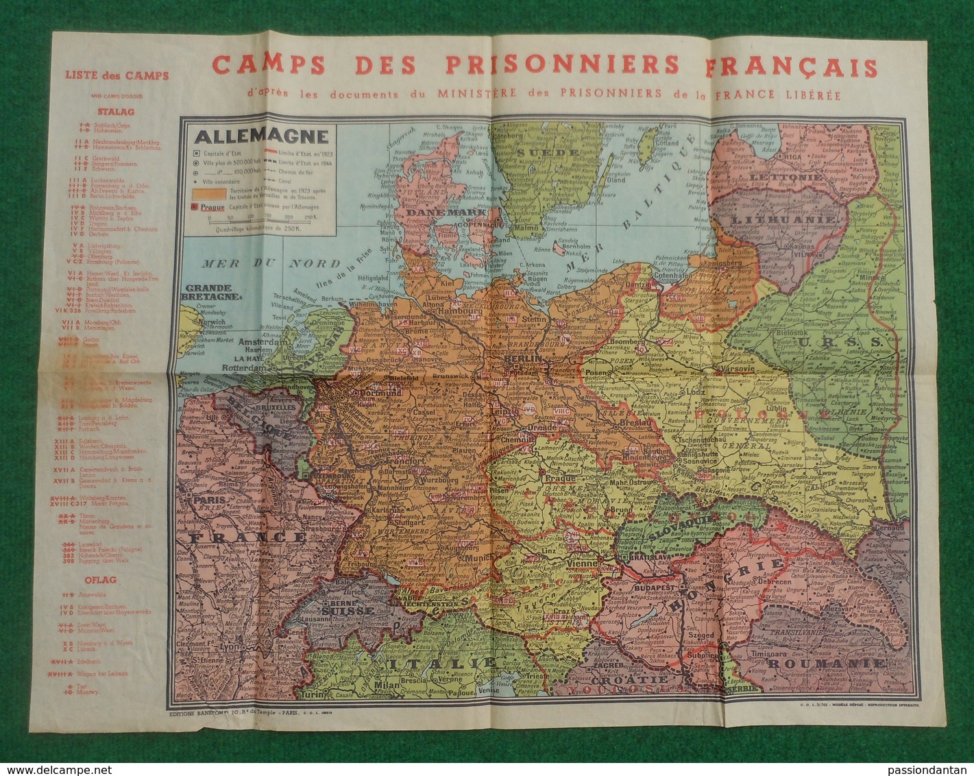 Carte Des Camps De Prisonniers Français Durant La Seconde Guerre Mondiale - Stalags Et Oflags - Geographical Maps