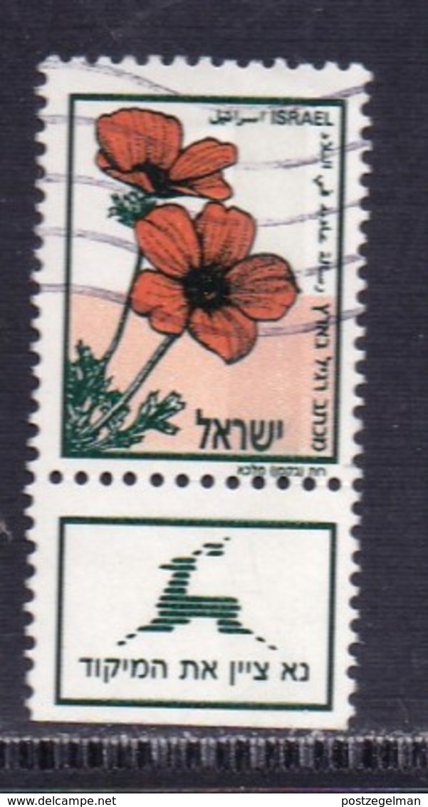 ISRAEL, 1992, Used Stamp(s)  With  Tab, Anemone, SG Number(s) 1157, Scannr. 19248 - Usados (con Tab)