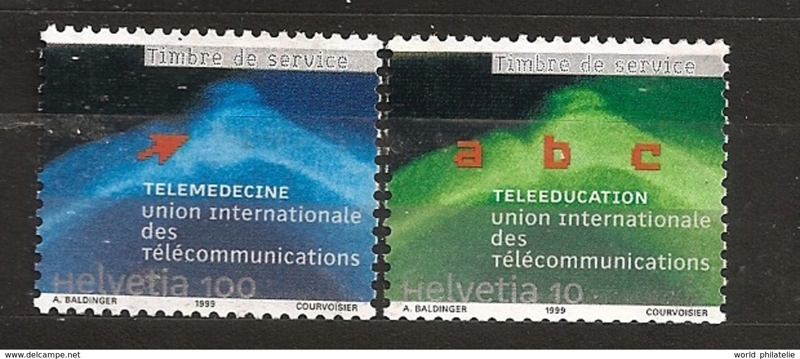 Suisse 1999 N° Service 472 / 3 ** Télécommunications, Téléphone, Radio, Ordinateur, Education, Télémédecine, Médecine - Nuevos