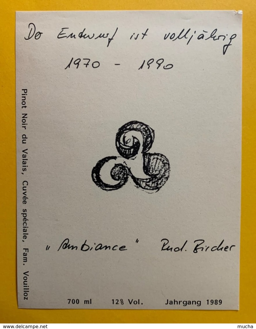 14195 -  Der Endwurf Ist Volljährig 1970 -1990 "Ambiance " Rudolf Bircher Pinot Noir 1989 - Arte