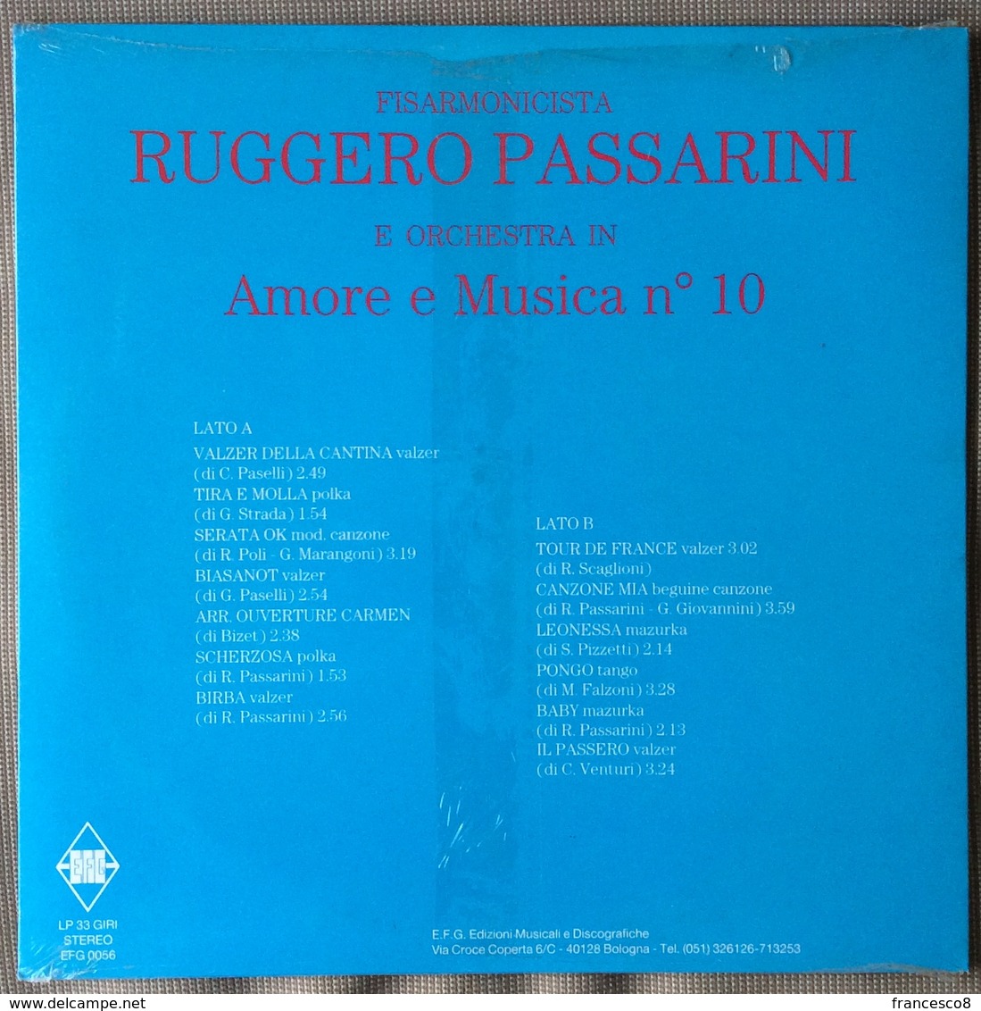 LP 33 - RUGGERO PASSARINI FISARMONICA E ORCHESTRA . AMORE E MUSICA N 10 - Other - Italian Music