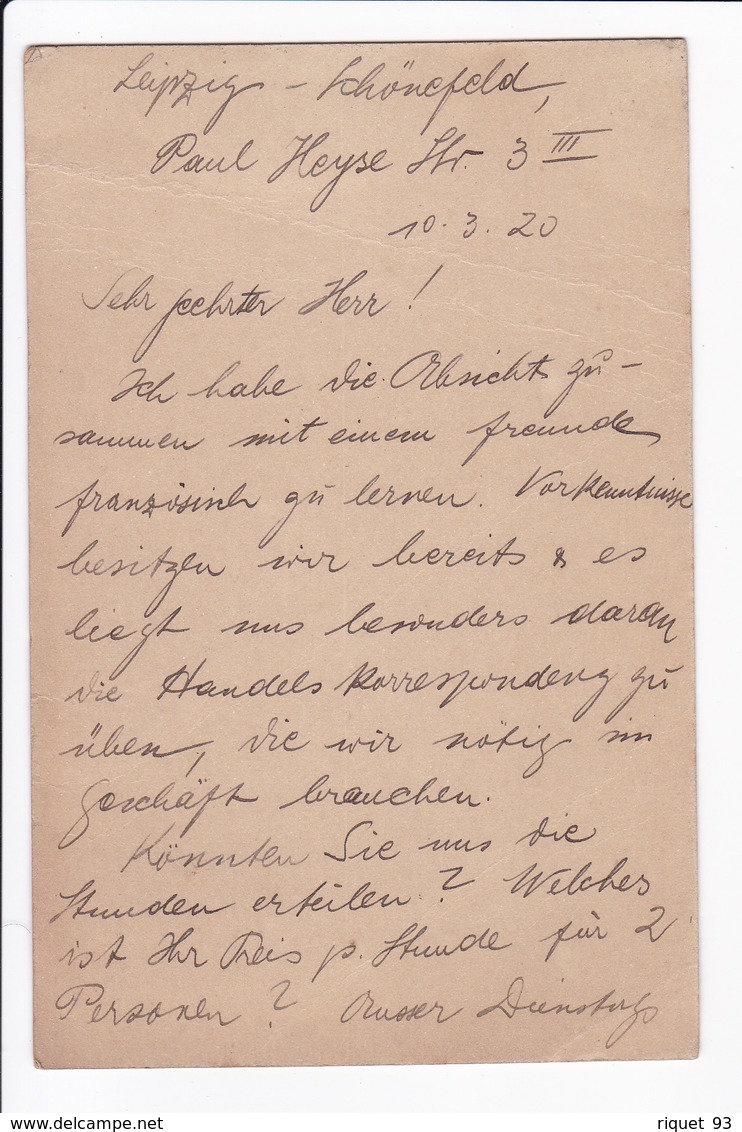 Lot 2cpa Sans Vue Au Recto. Crorespondance à La Place. Postées En 1920!! - Sonstige & Ohne Zuordnung