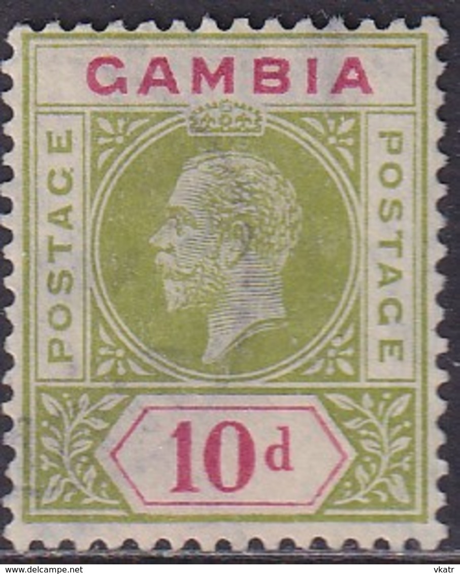 GAMBIA 1921 SG 116 10d Used CV £26 Wmk Mult.Script CA - Gambia (...-1964)
