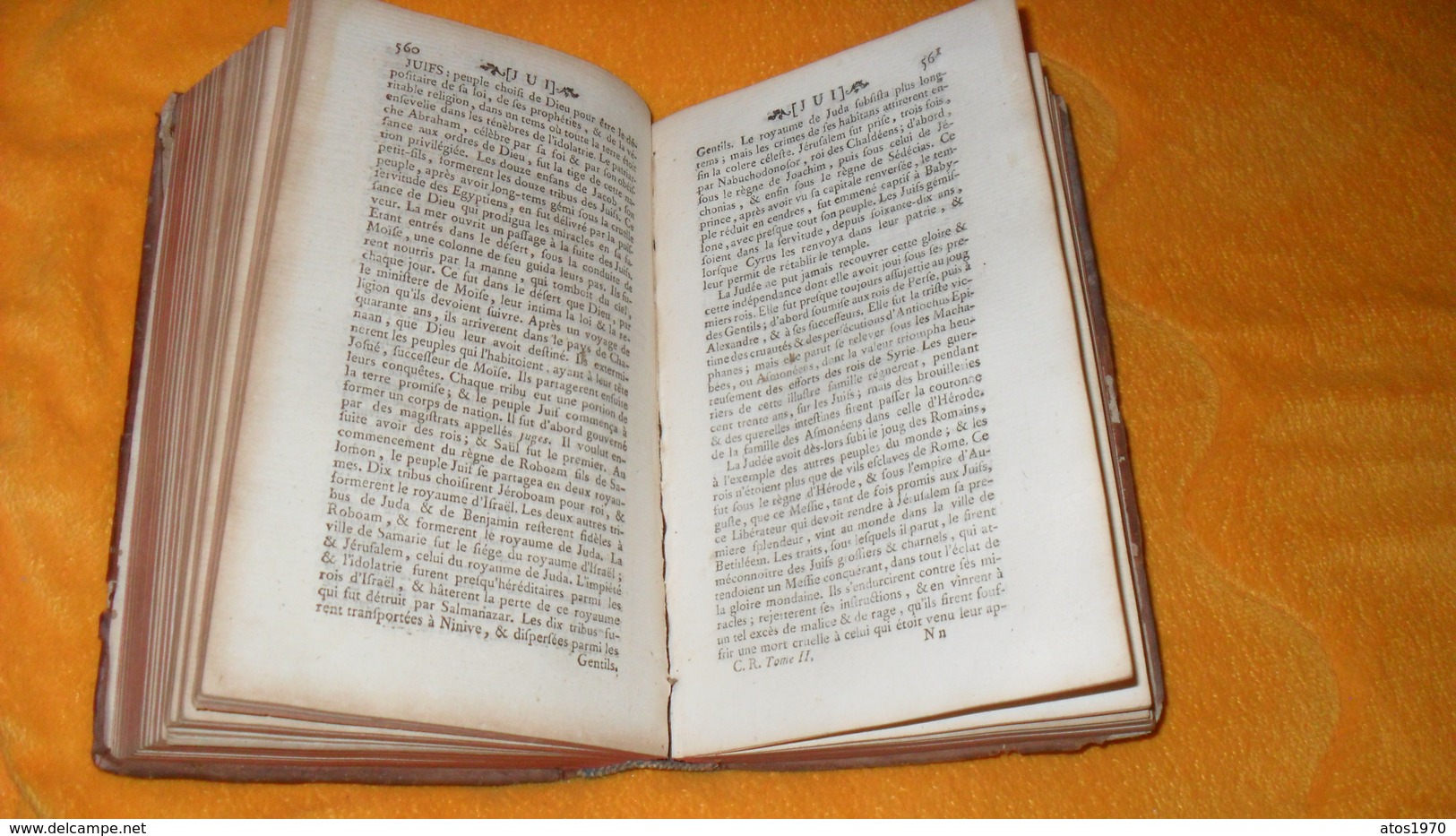 LIVRE TRES ANCIEN DE 1770...TOME SECOND DICTIONNAIRE HISTORIQUE DES CULTES RELIGIEUX ETABLIS DANS LE MONDE DEPUIS SON OR