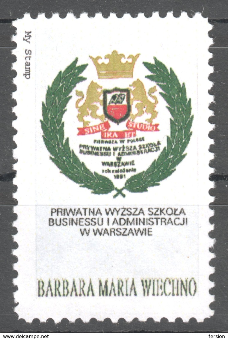 POLAND Warsaw Private Business High School - LABEL CINDERELLA VIGNETTE 1991 Hungary MNH My Stamp - Other & Unclassified