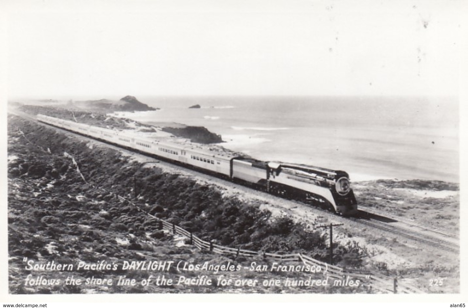 Southern California 'Daylighter' Southern Pacific Railroad Schedule & 5 Real Photo Postcards, Map - Eisenbahnen