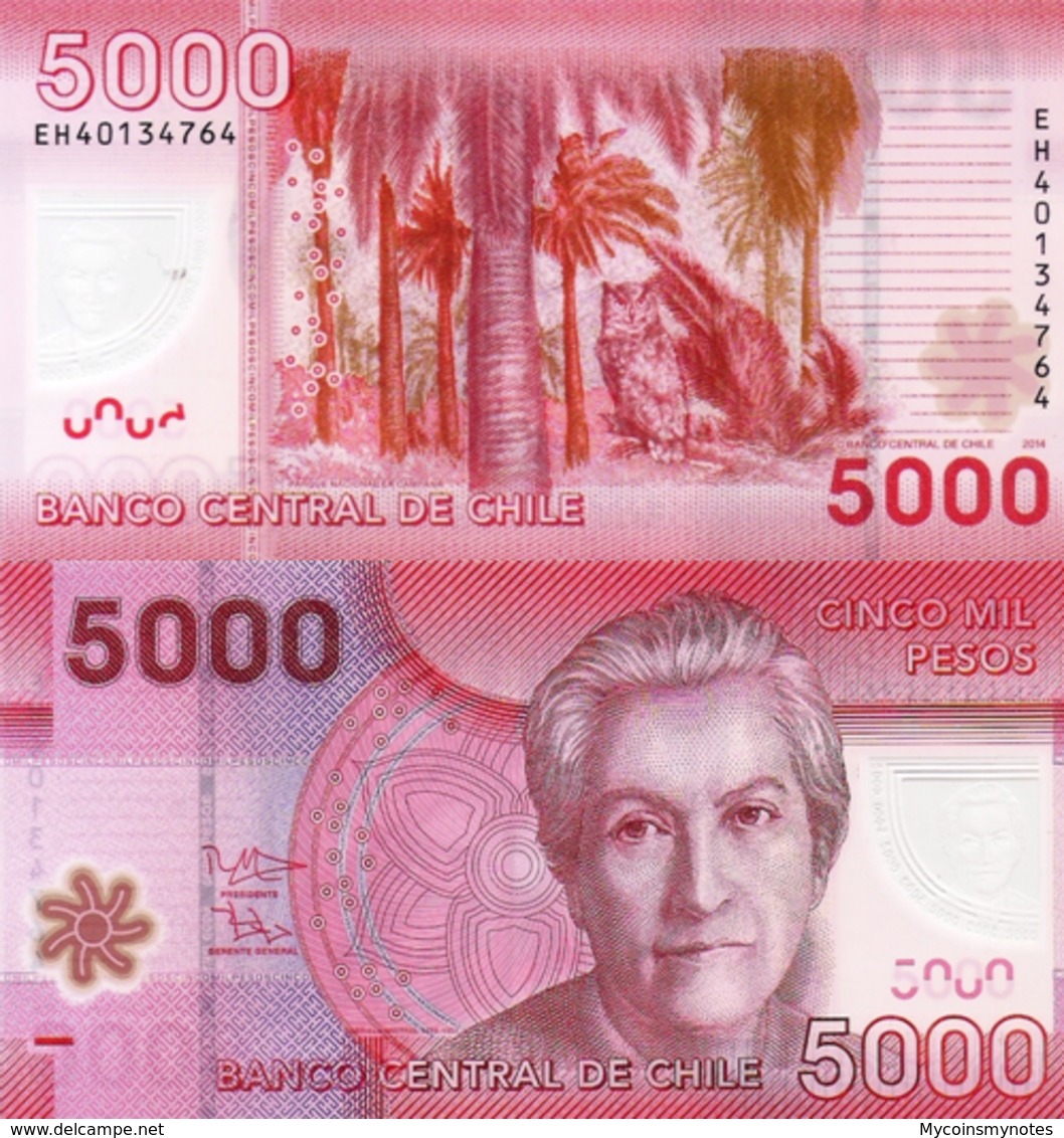 CHILE, 5000 Pesos, 2014, P163c, POLYMER, UNC - Chile