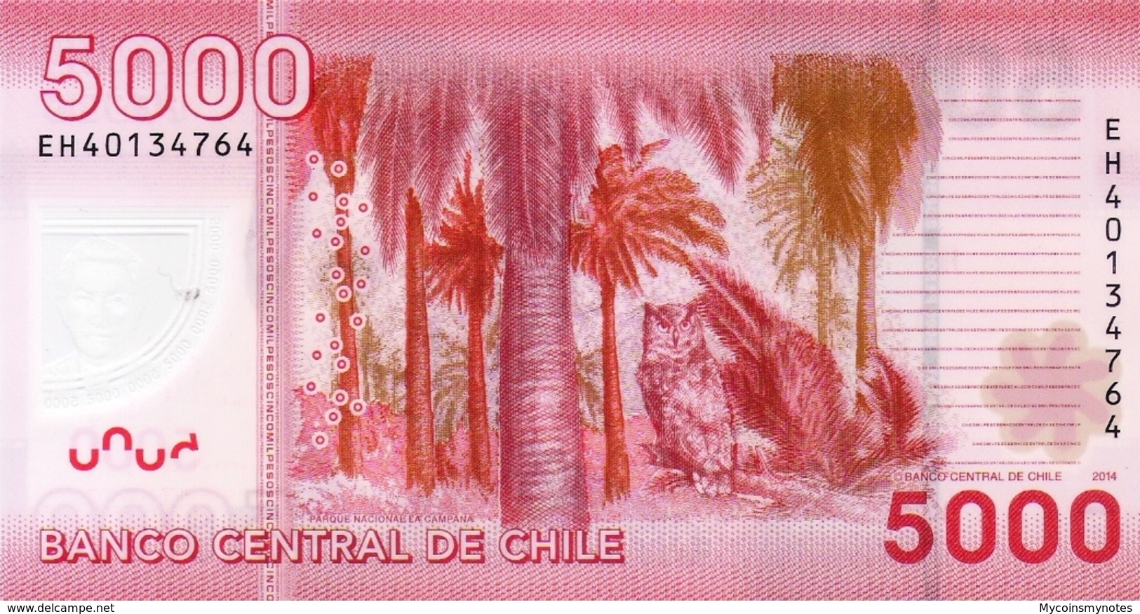 CHILE, 5000 Pesos, 2014, P163c, POLYMER, UNC - Cile