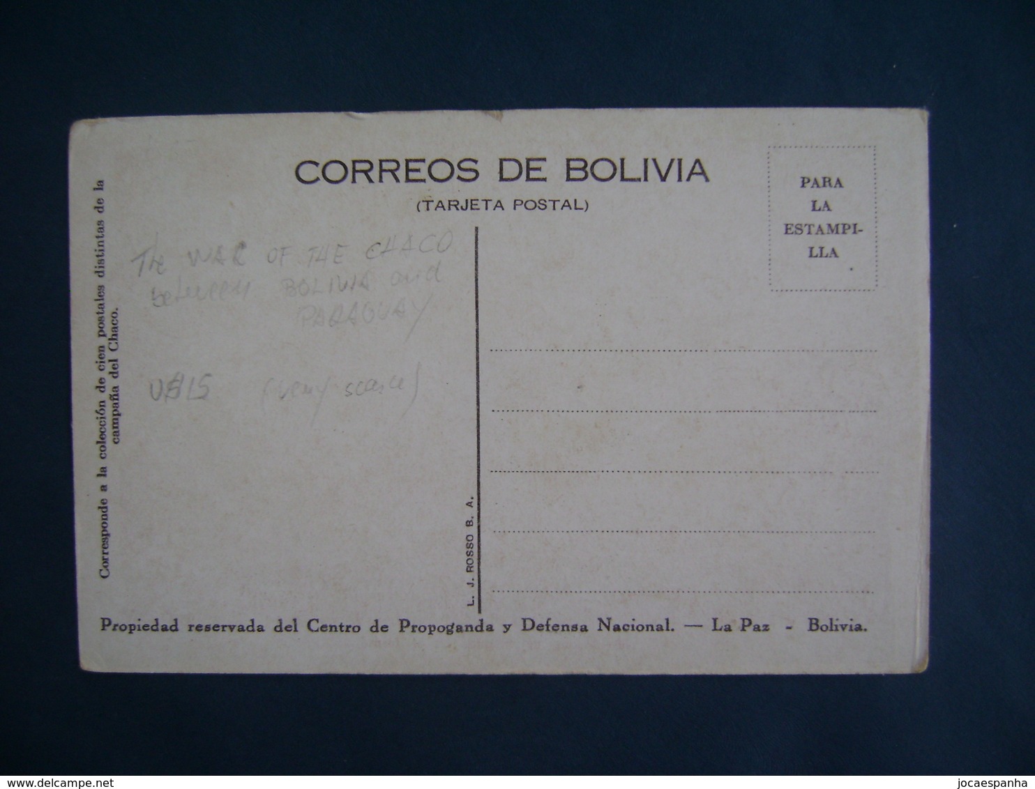 BOLIVIA - POST CARD COLECCION CAMPANA DEL CHACO Nº 50 IN THE STATE - Andere Kriege