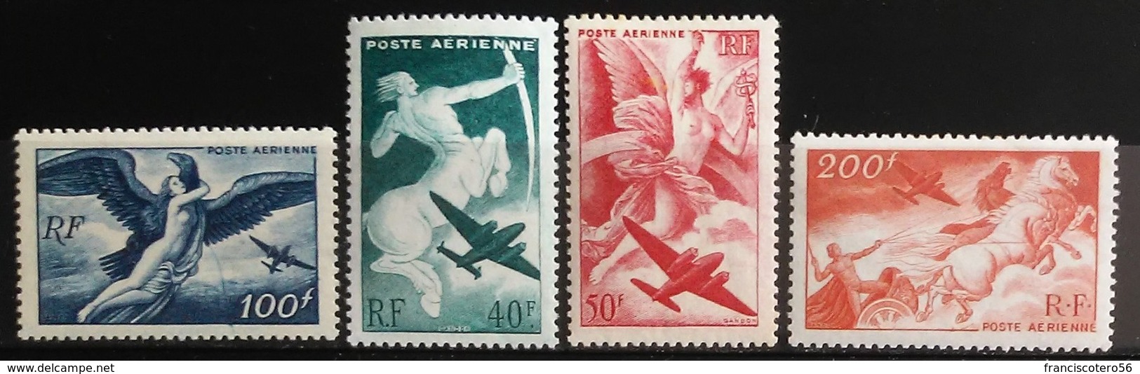 Francia: Año. 1946 - Aereos.  Mitología  Serie, Completa. 4/Val. - 1927-1959 Neufs