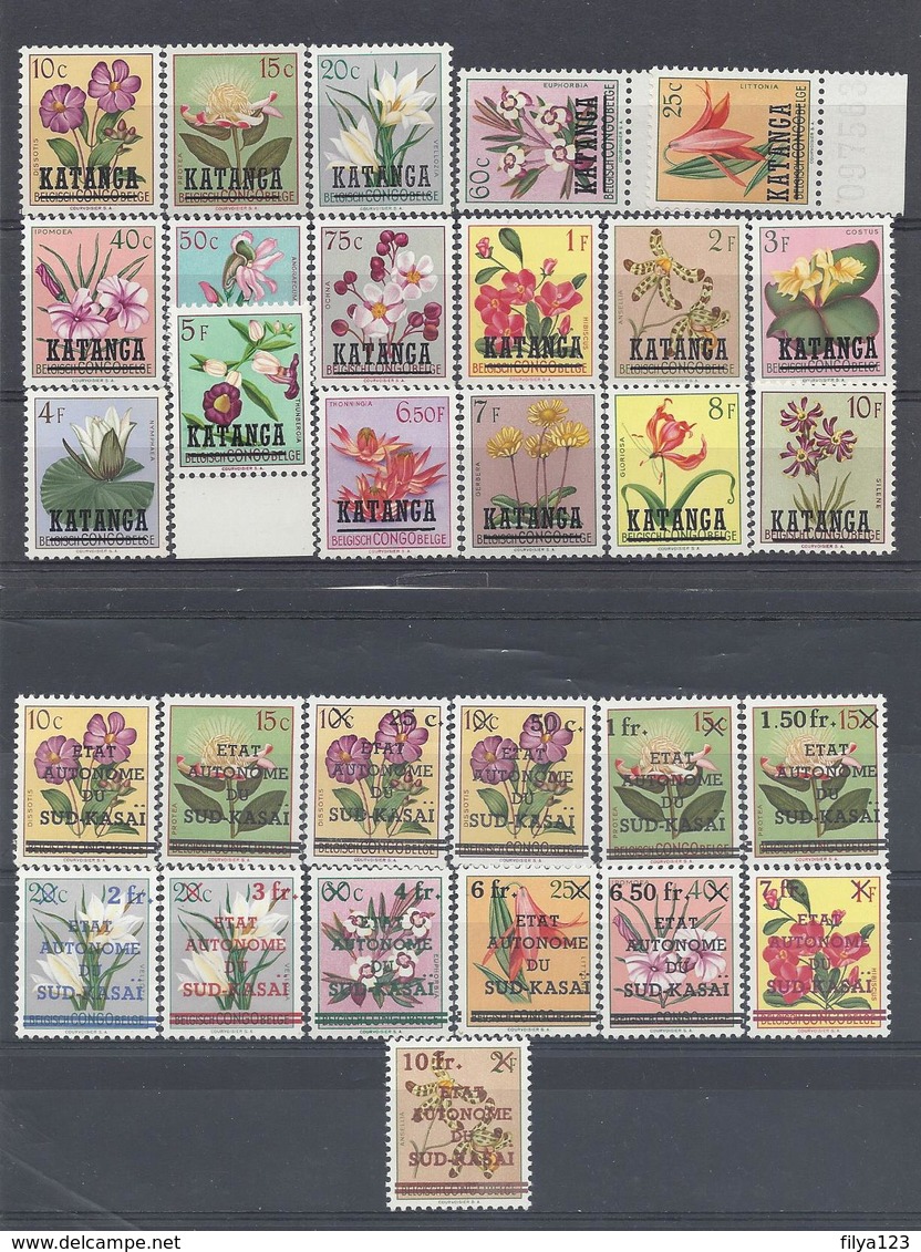 BELGIAN CONGO/RUANDA-URUNDI/RWANDA/Burundi/Katanga/Sud Kasai (1952-1963 Flowers, 7 Completed Sets) MNH SuperB C.V. € 533 - Autres & Non Classés