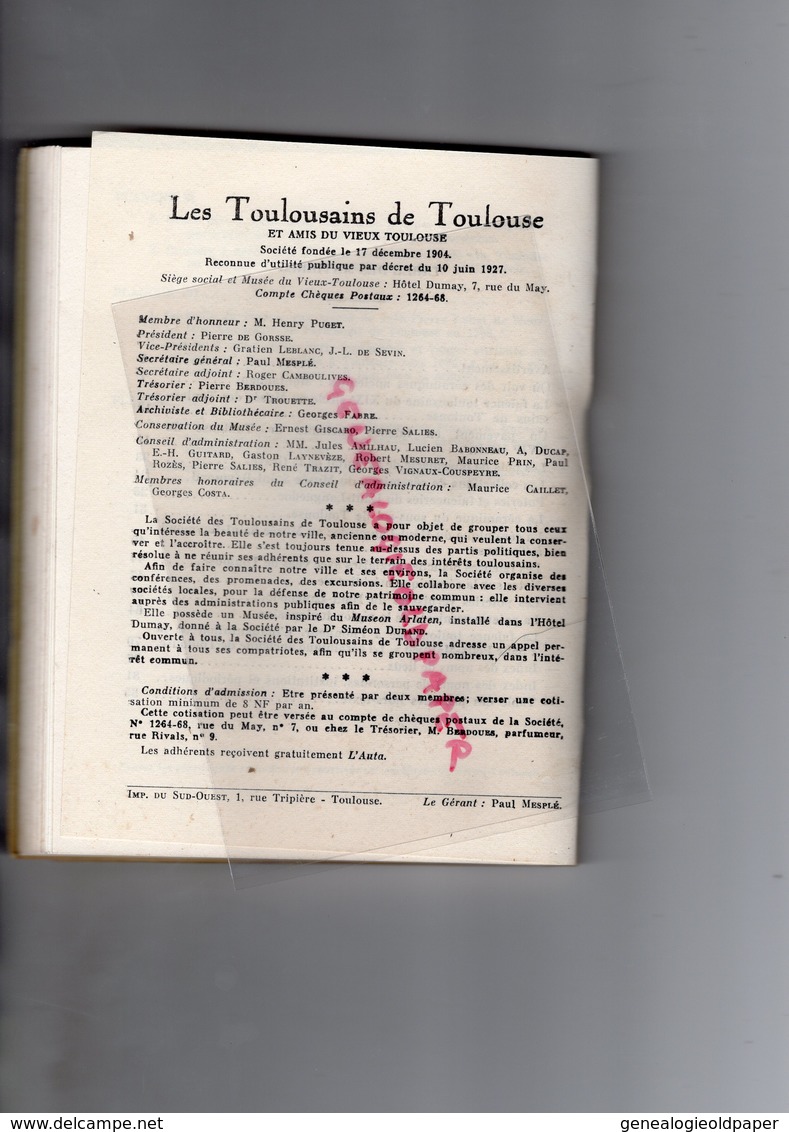 31- TOULOUSE - NOTES SUR LA CERAMIQUE-FAIENCE  FAIENCES-PORCELAINE-EMAIL- FELIX MATHIEU-1965   MONTAUBAN- RARE