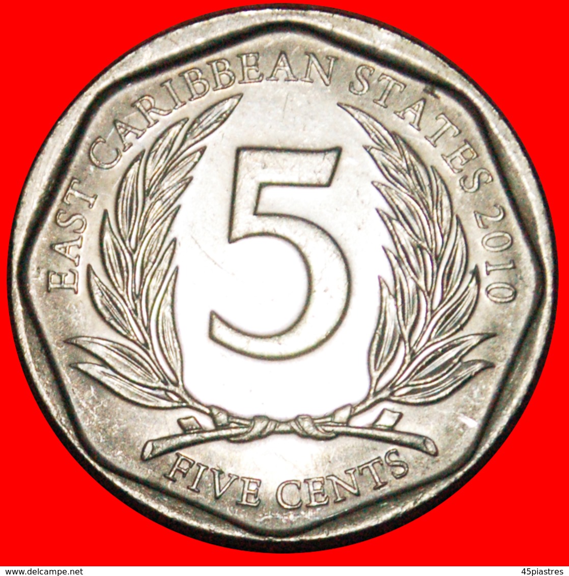 · ROUND (2002-2019): EAST CARIBBEAN TERRITORIES ★ 5 CENTS 2010 MINT LUSTER! DISCOVERY COIN! LOW START ★ NO RESERVE! - Caribe Oriental (Estados Del)