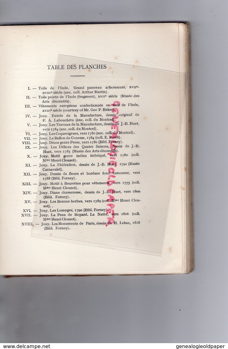 78- JOUY- LA MANUFACTURE DE JOUY ET LA TOILE IMPRIMEE AU XVIII SIECLE- HENRI CLOUZOT -1926- EDITEUR G. VANOEST PARIS - Innendekoration