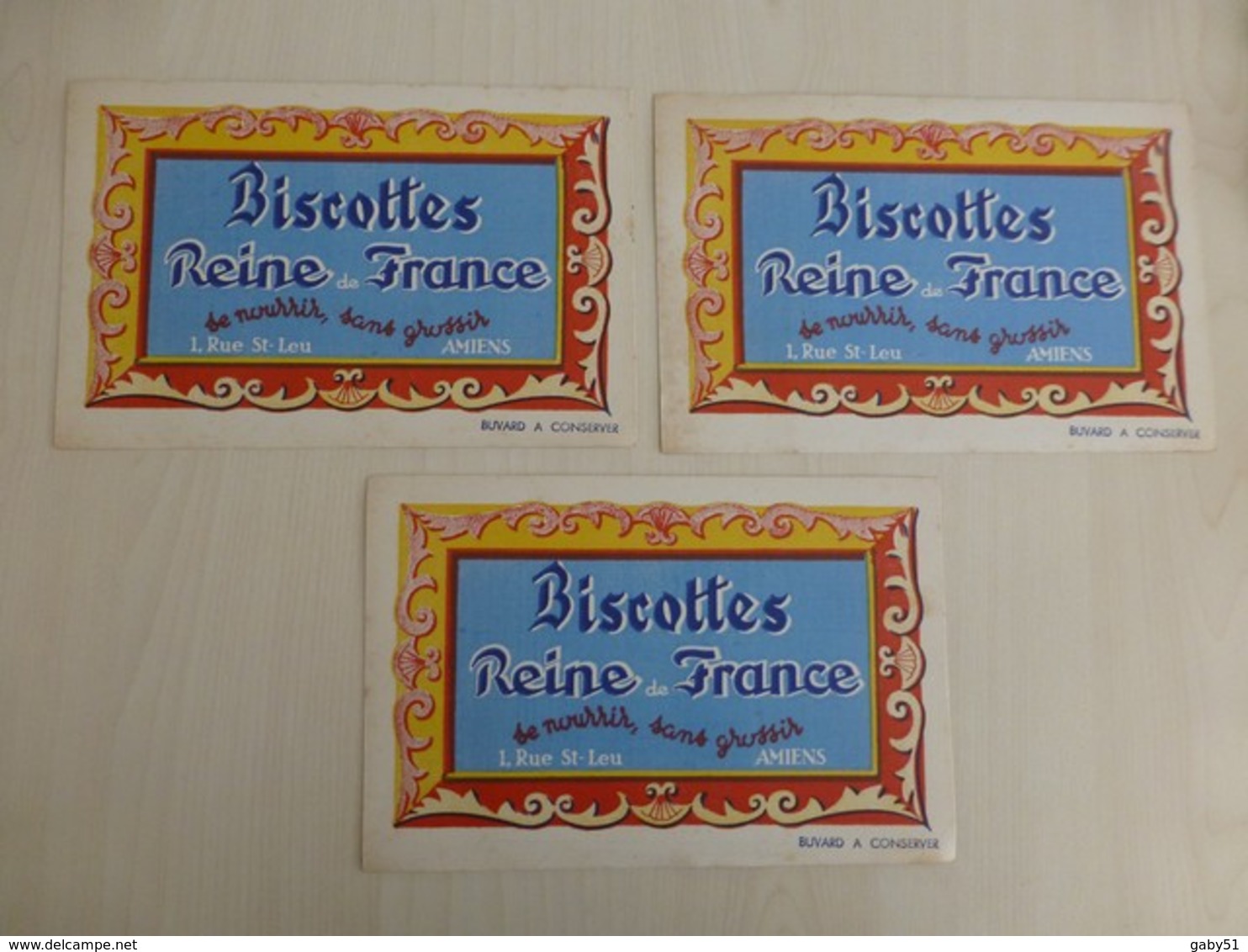 AMIENS, Biscottes Reine De France, Lot De 3 Buvards Anciens , Ref 1895 ; BU 023 - Altri & Non Classificati