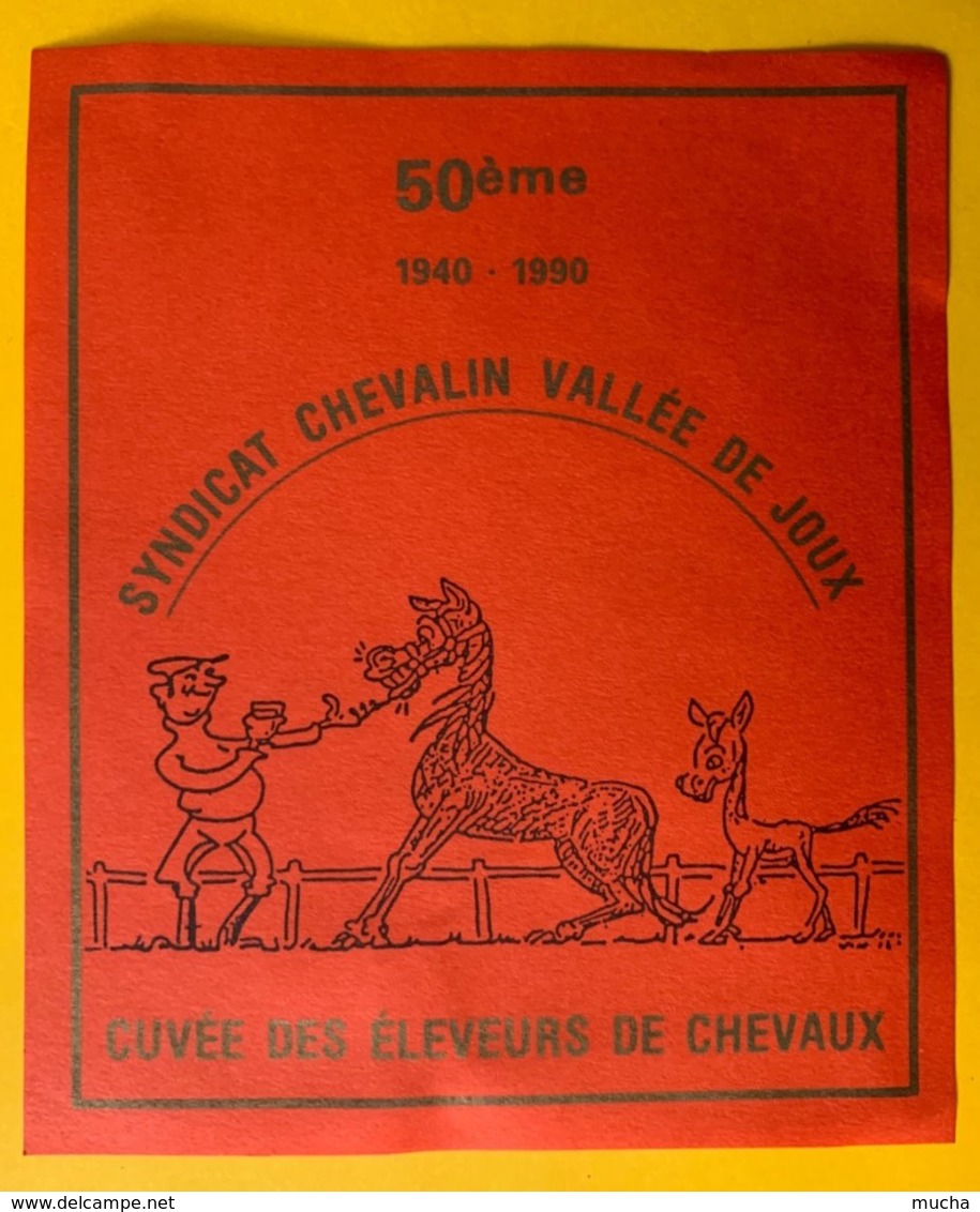 14202 - 50e 1940-1990 Syndicat Chevalin Vallée De Joux Cuvée Des Eleveurs De Chevaux - Caballos